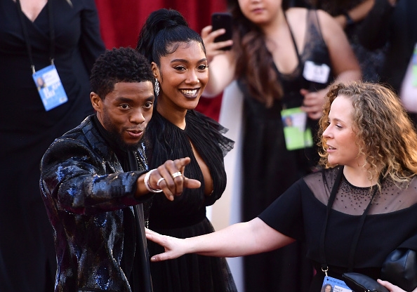 CHAD BOSEMAN AND HIS GIRLFRIEND BLAZE OSCAR CARPET
