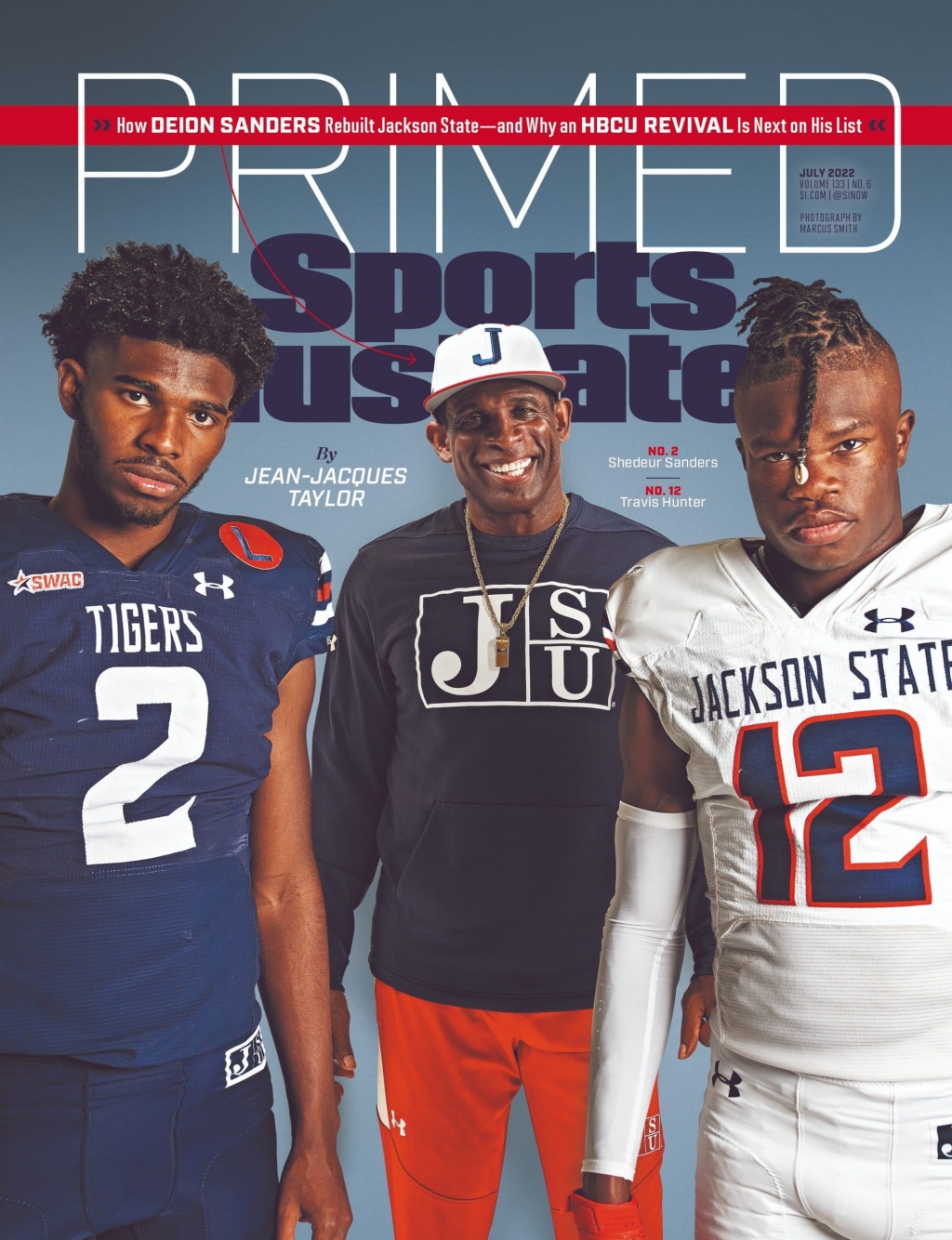 Deion Sanders Shedeur Sanders And Travis Hunter Grace Cover Of Sports 